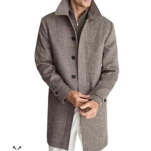 Reiss Remand Large Check Car Coat (Men XS)